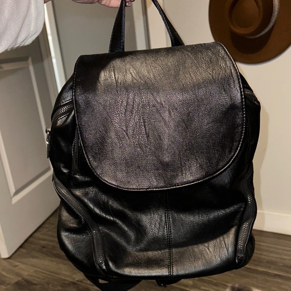 Black Leather Backpack